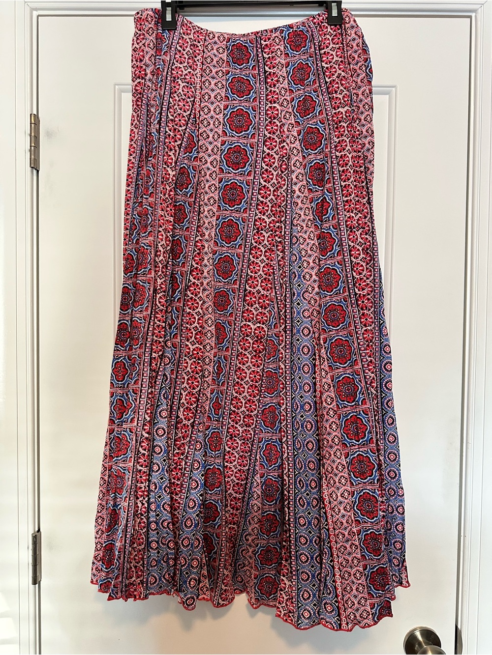 new directions Red and Blue Patterned Maxi Skirt